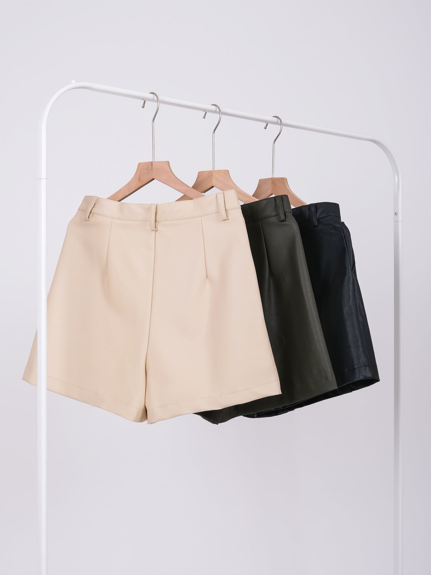 FAUX LEATHER TAILORED SHORTS