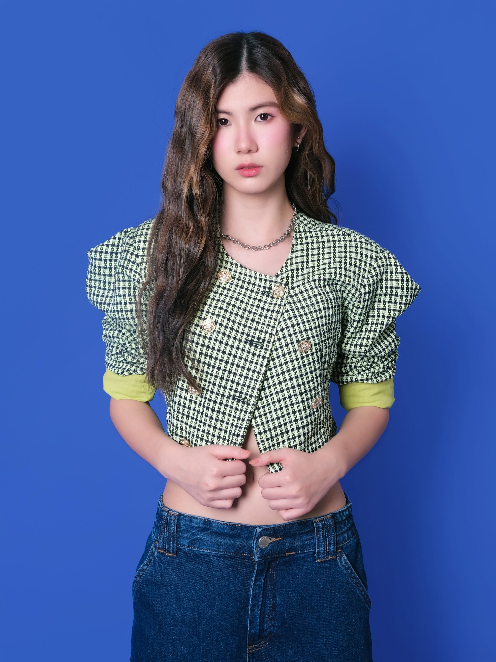 Military Button Crop Jacket