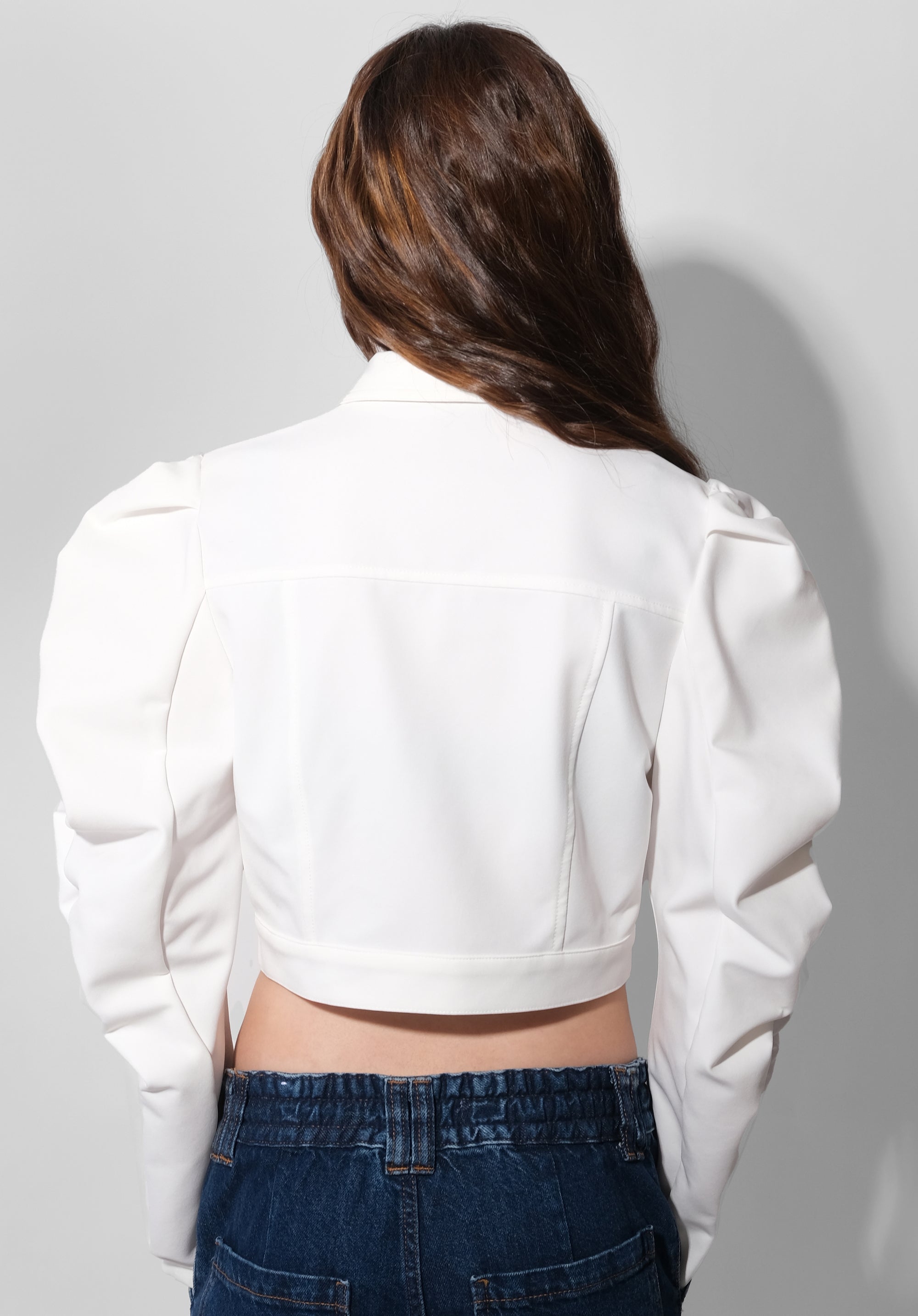 Ruched Side Sleeve Crop Jacket
