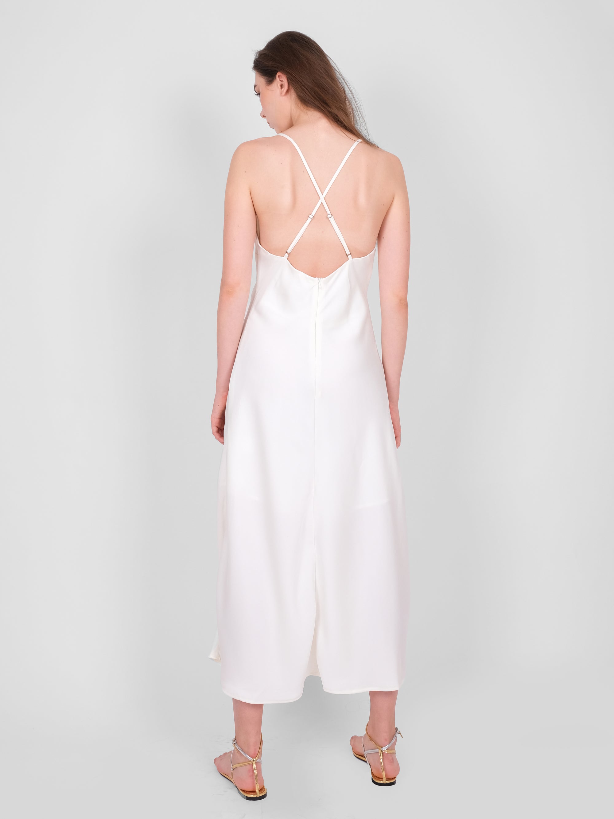 V NECK SATIN SLIP DRESS