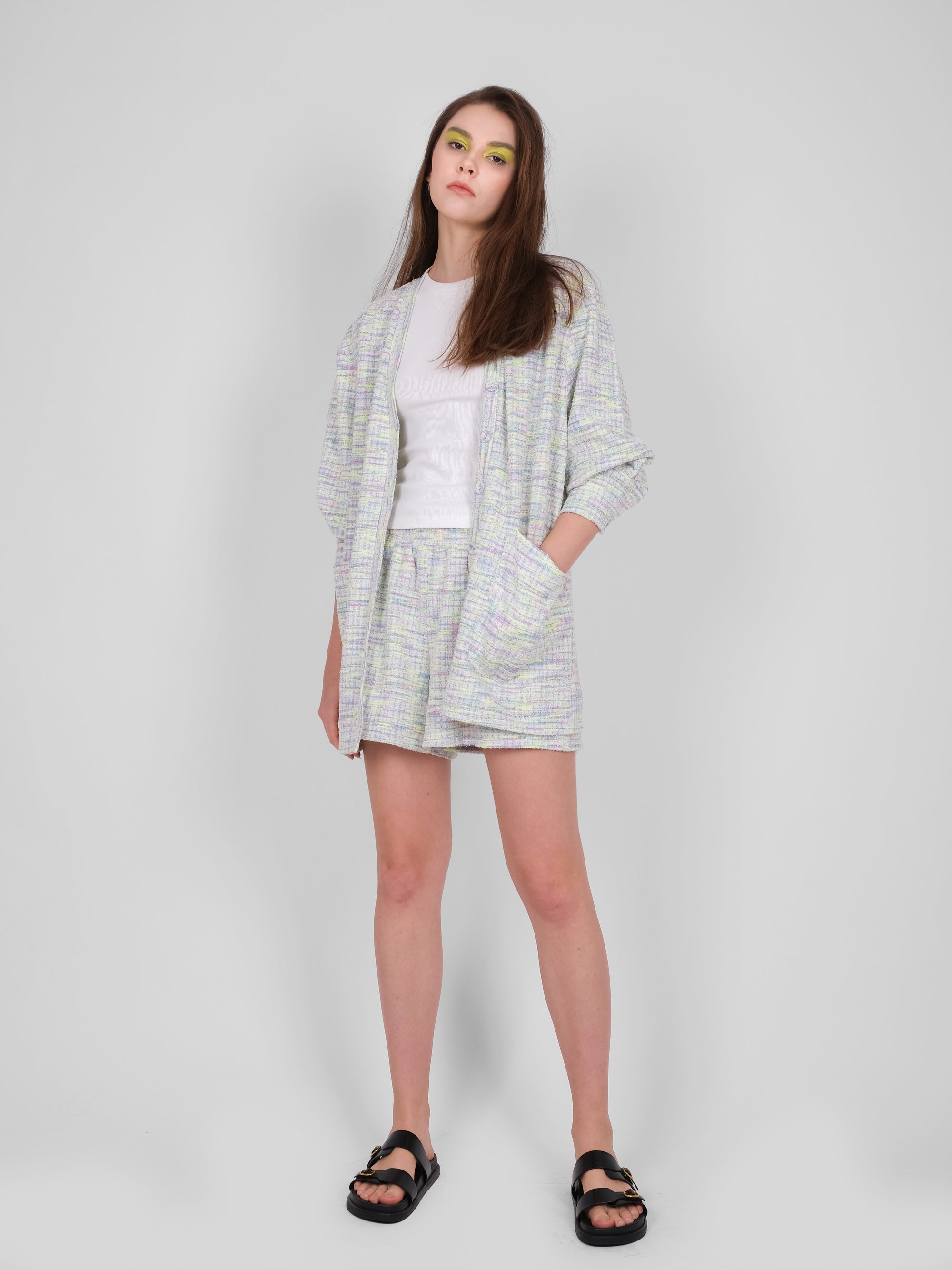 DOUBLE POCKET TWEED CARDIGAN
