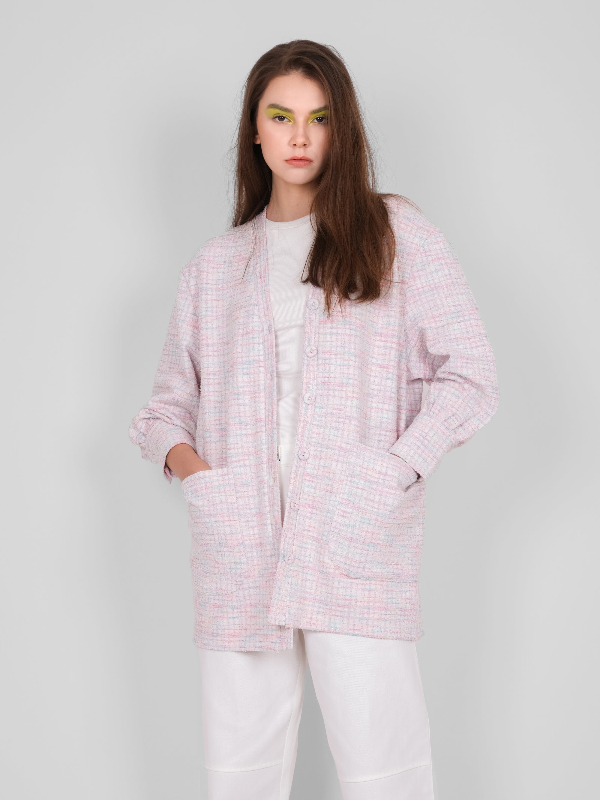 DOUBLE POCKET TWEED CARDIGAN
