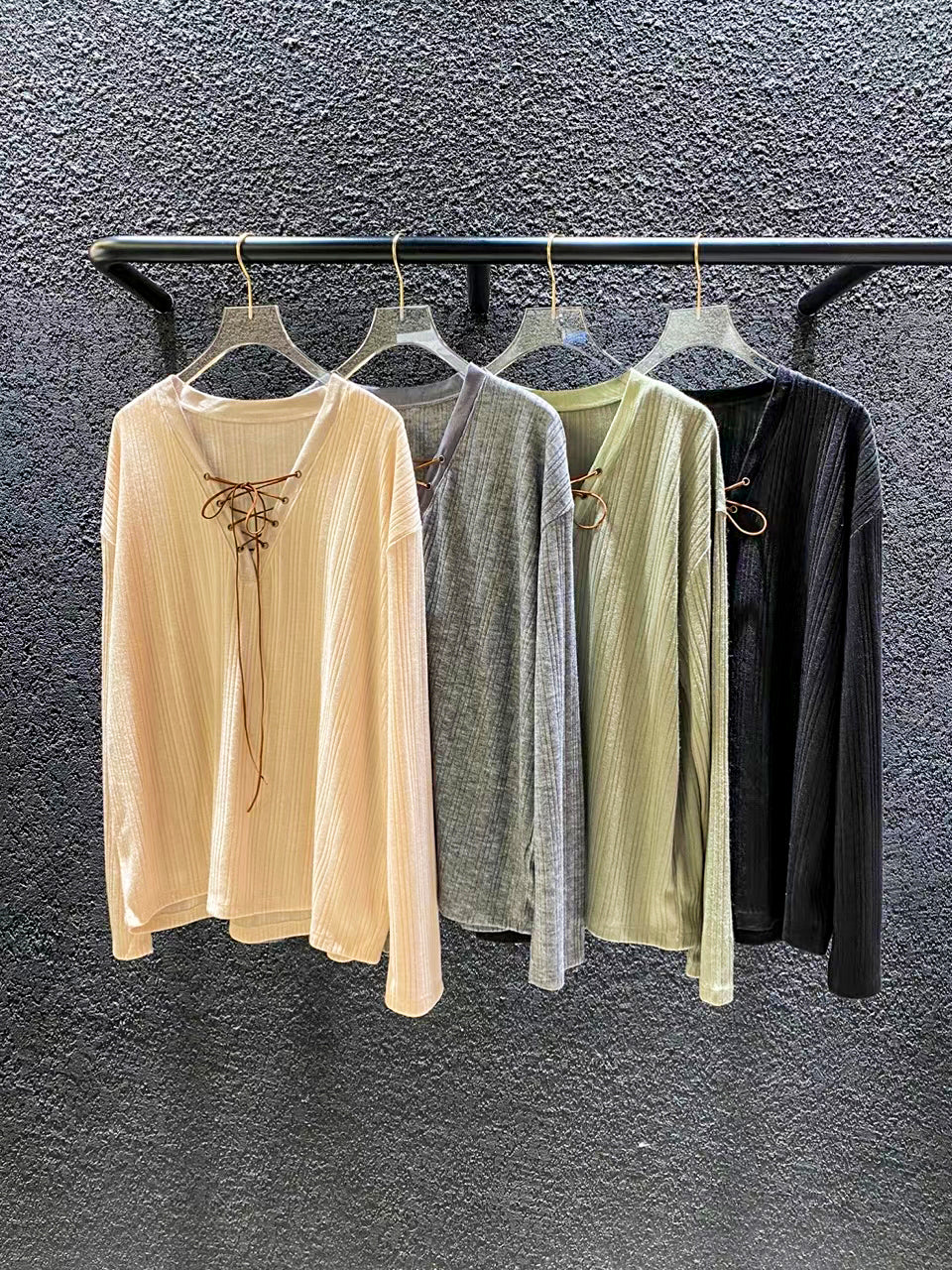 LACE UP KNIT TOP
