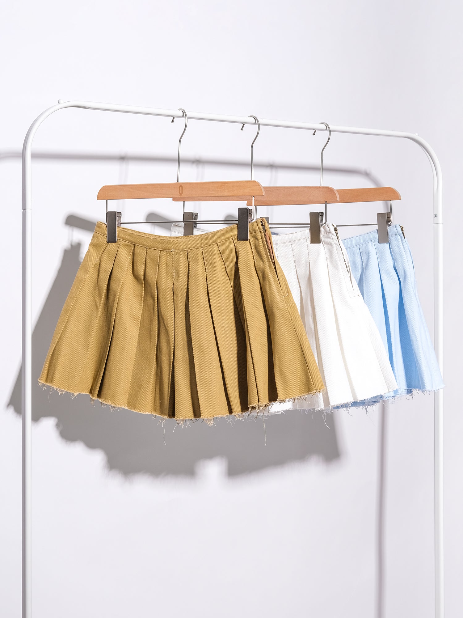 Pleated Denim Mini Skirt
