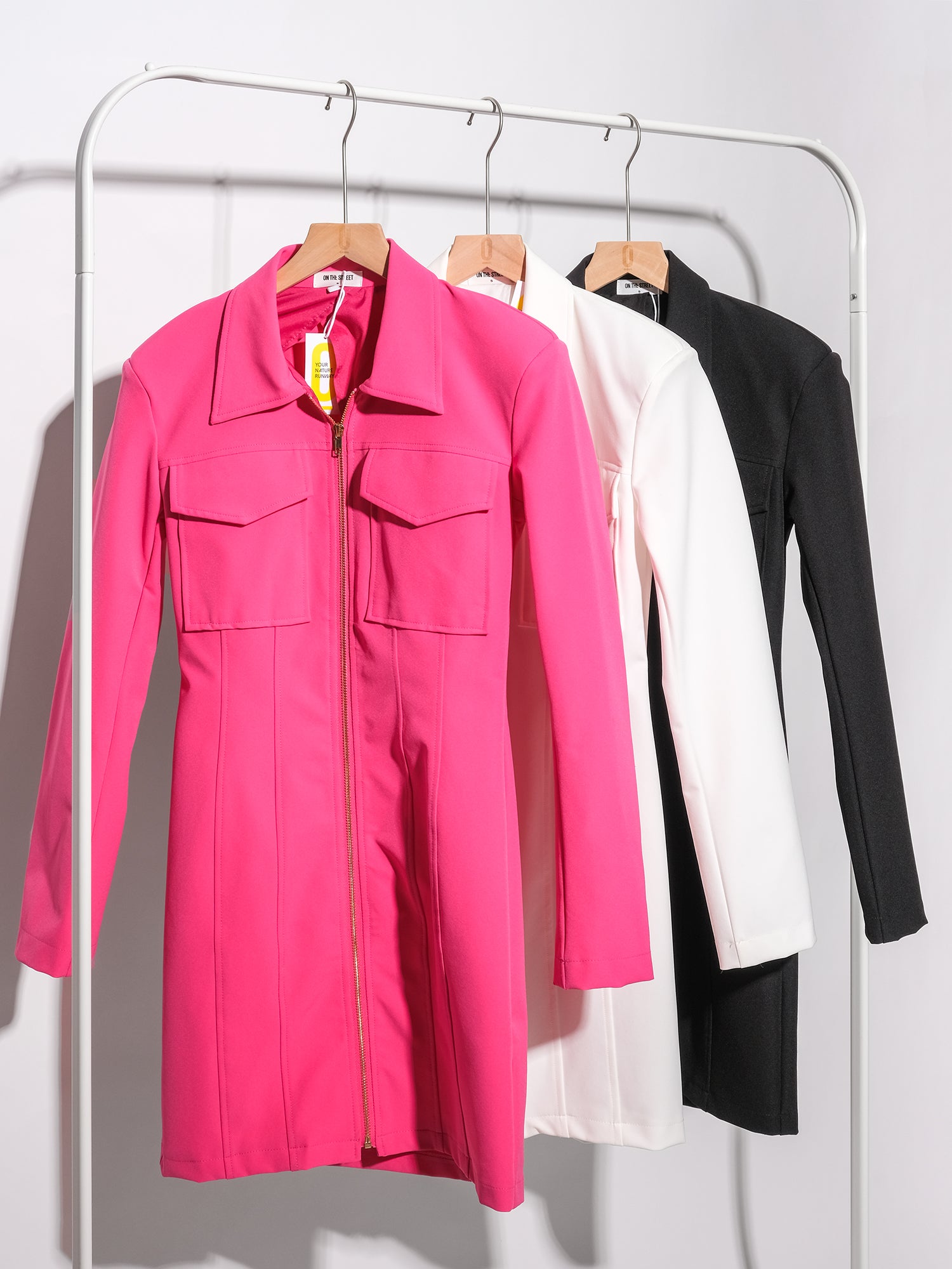 Zip Through Dress With Double Pocket