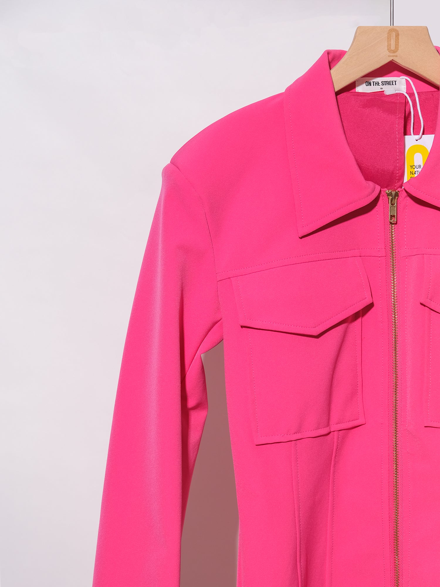 Zip Through Dress With Double Pocket