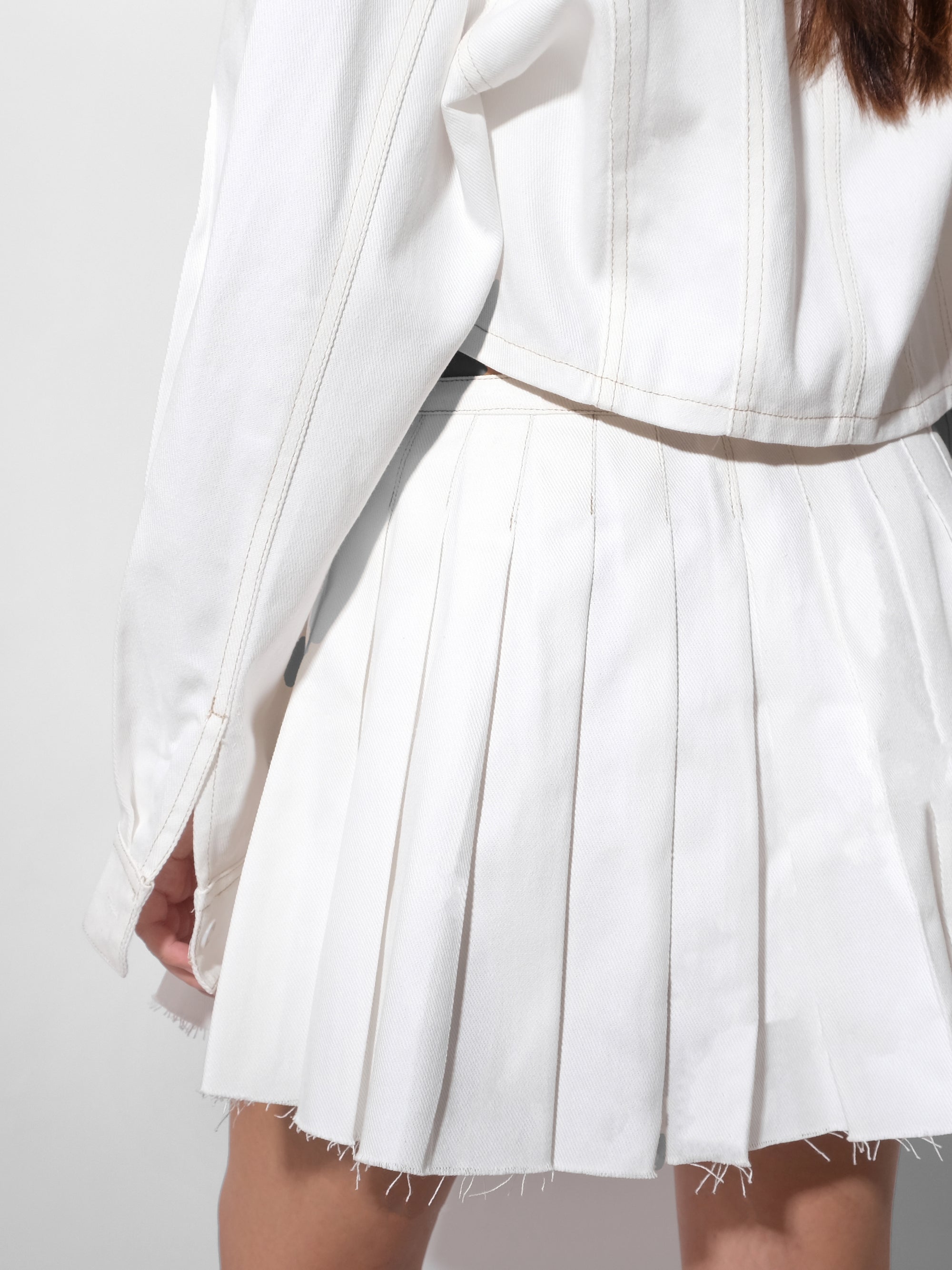 Pleated Denim Mini Skirt